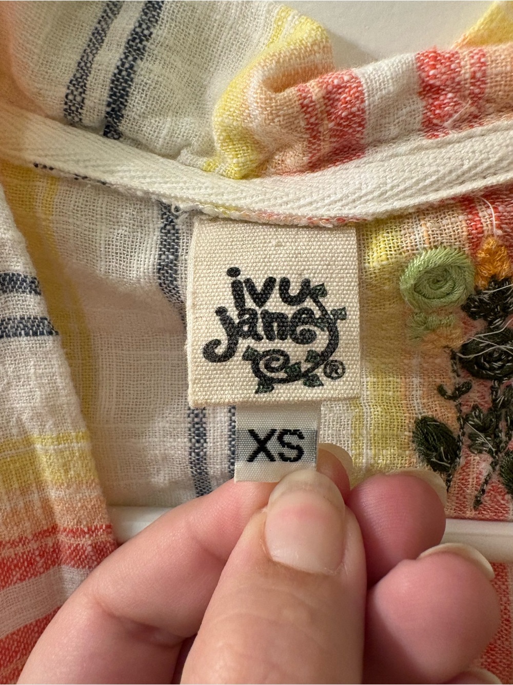 ivy jane Striped Embroidered V-Neck Tunic with embroidered flowers. - Picture 2 of 3